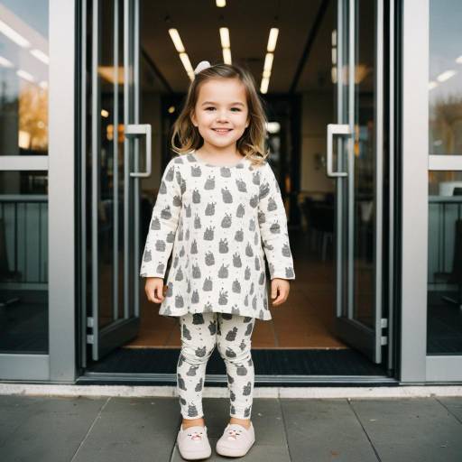 Smiling Toddler Girl in Bunny Print Outfit