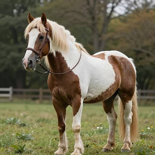 Majestic Brown and White Draft Horse