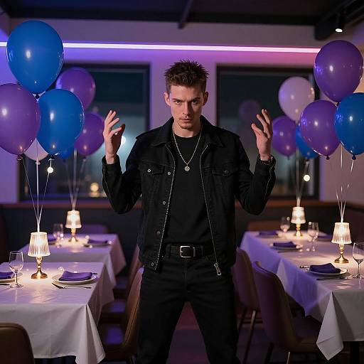 Mysterious Man in Dimly Lit Room