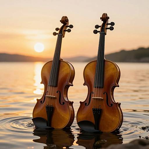Ethereal Violins in Golden Reflection