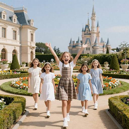 Joyful Children in a Vibrant Garden