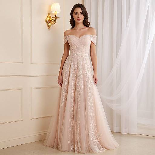 Elegant Woman in Blush Pink Prom Dress