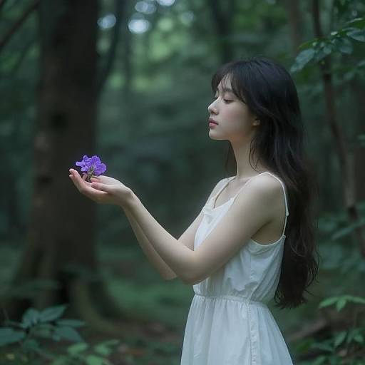 Serene Figure in Forested Dreamscape