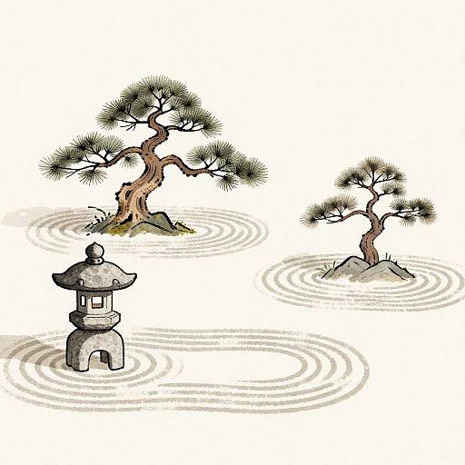 Minimalistic Zen Garden Illustration
