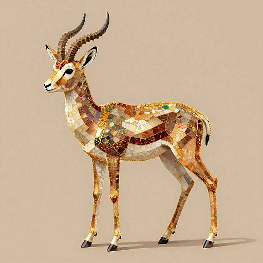 Oriental Gold Filigree Gazelle Mosaic