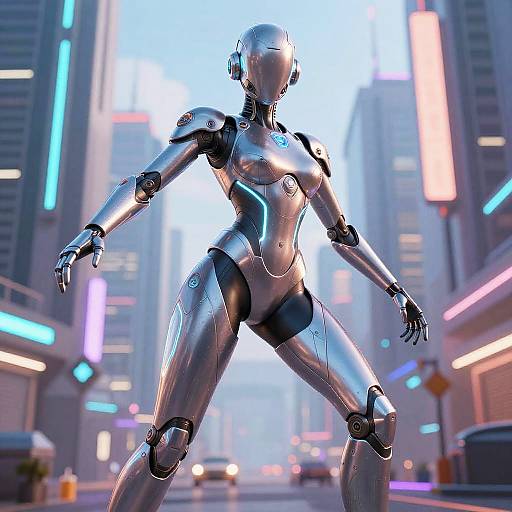 Futuristic Cyberpunk 3D Humanoid Model