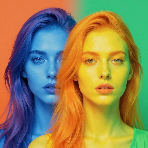 Dreamlike Dual Portrait in Vibrant Hues