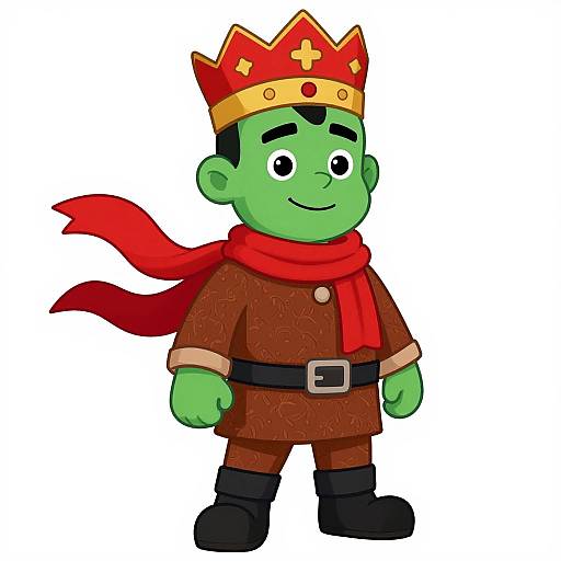 Vibrant Cartoon Gentleman with Crown