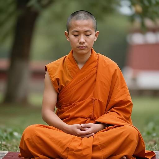 Meditating Buddhist Monk in Tranquil Monastery