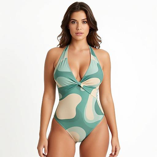 Contemporary Green Halterneck Swimsuit