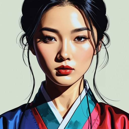 Vibrant Minimalist Hanbok Portrait Series