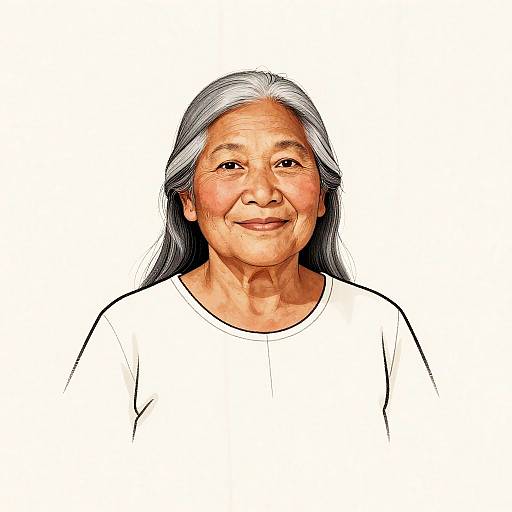 Ink Portrait of Indigenous Elderly Woman
