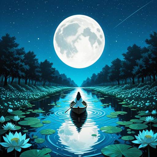 Serene Woman in a Tranquil Moonlit Scene Serene Woman in a Tranquil Moonlit Scene