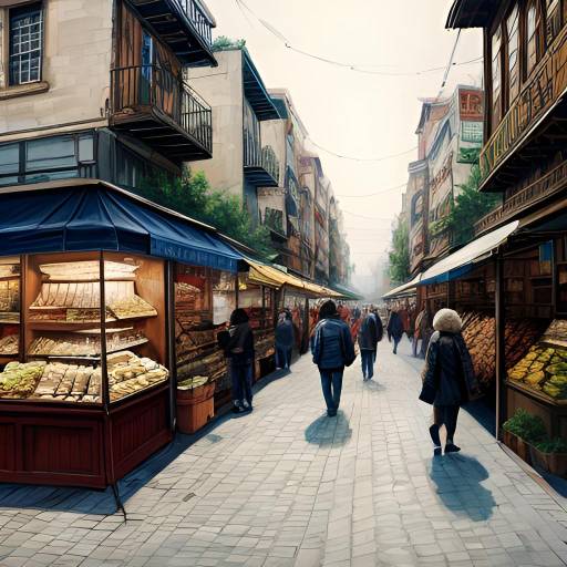 Vibrant Market Scenes in Hockney Style