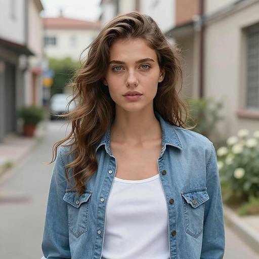 Portrait of Woman in Denim Shirt