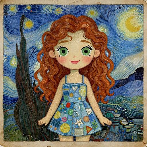Van Gogh Style Summer Sundress Portrait
