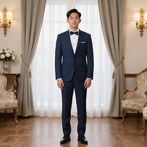 Man in Blue Suit for Ring Ceremony