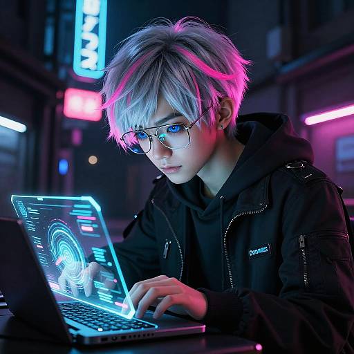 Cyberpunk Hacker with Neon Accents
