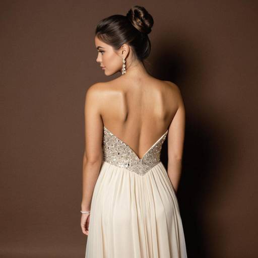 Elegant Champagne Prom Dress With Earring