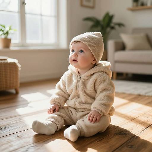 Curious Baby in Cozy Indoor Setting