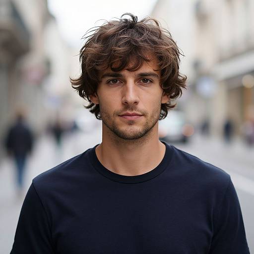 Confident European Man with Wavy Bowl Cut