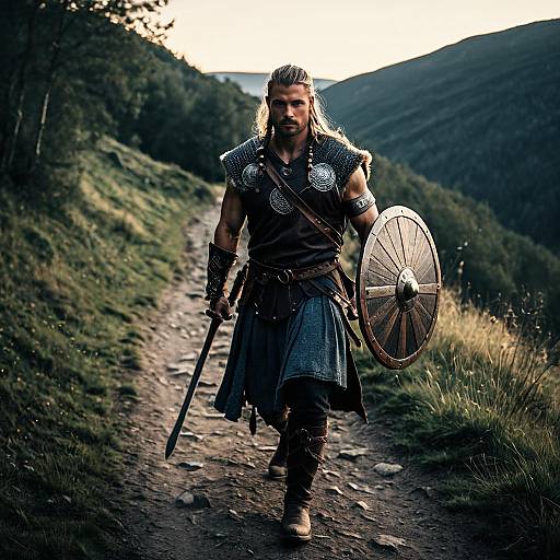 Fierce Viking Warrior on Country Trail
