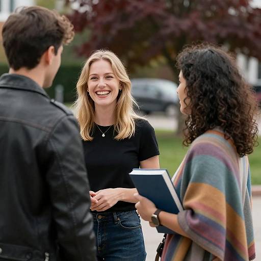 Outdoor Portrait of Three Friends Smiling