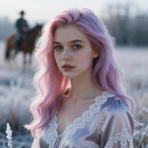 Elegant Foxie Girl in Frostbitten Meadow