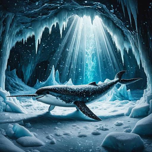 Crystalized Narwhal in Icy Cavern Crystalized Narwhal in Icy Cavern