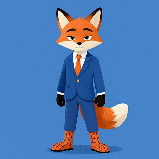 Anthropomorphic Fox in Stylish Suit