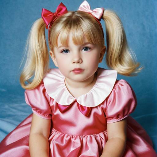 Little Girl in Pink Dress with Bows