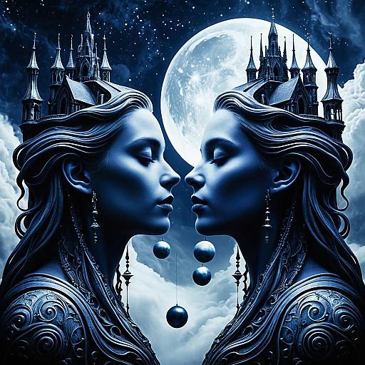 Surreal Ethereal Faces in Indigo