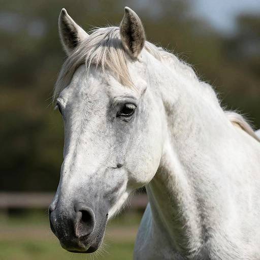Soulful White Horse Close-Up Portrait
