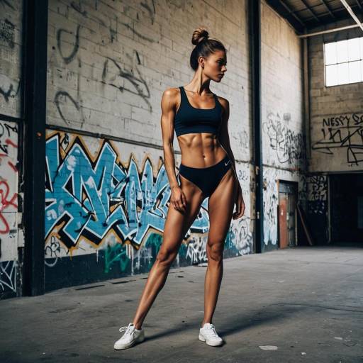 Lean athletic woman in urban warehouse