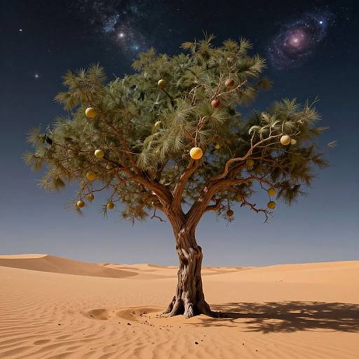 Floating Tree Bearing Galactic Fruit