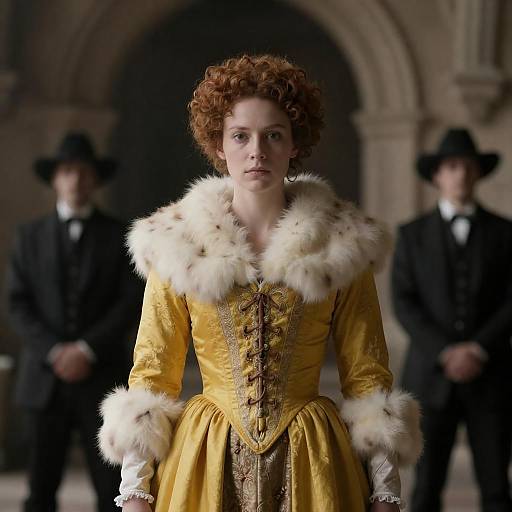 Woman in Vibrant 16th-Century Yellow Gown