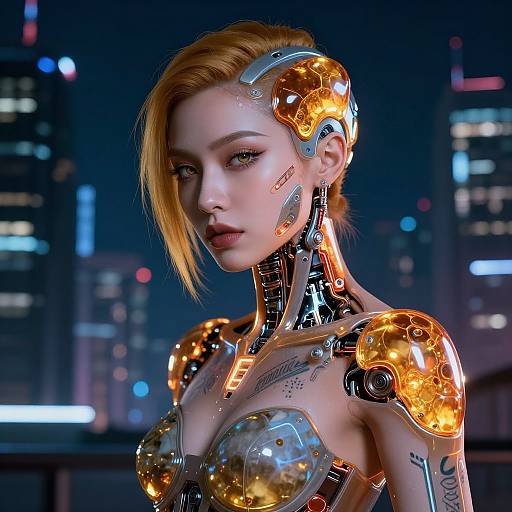 Futuristic Cyberpunk Amber Portrait