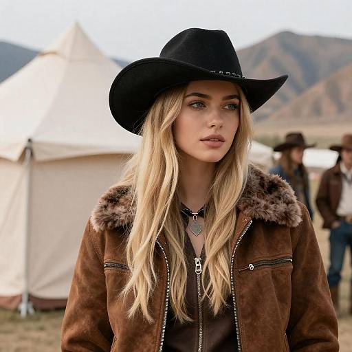 Young Blonde Cowgirl at Encampment