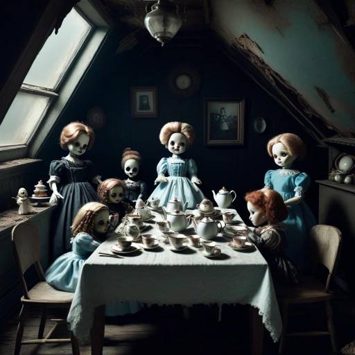 Haunted Doll Tea Party in a Creepy Attic