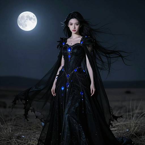 Moonlit Empress in Glowing Gown