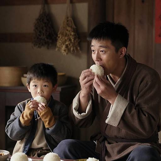 Rustic Dining: Asian Man and Boy
