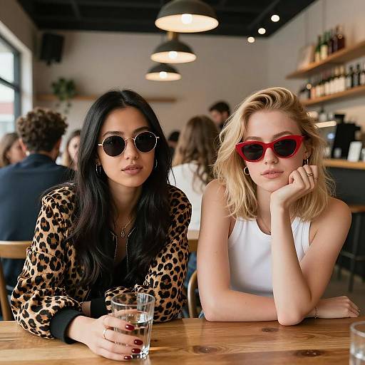 Dynamic Duo in a Bustling Cafe