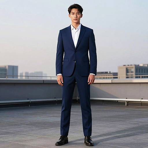 Confident Man on Modern City Rooftop