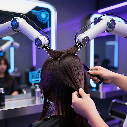 Futuristic AI Haircut Cyberpunk Salon