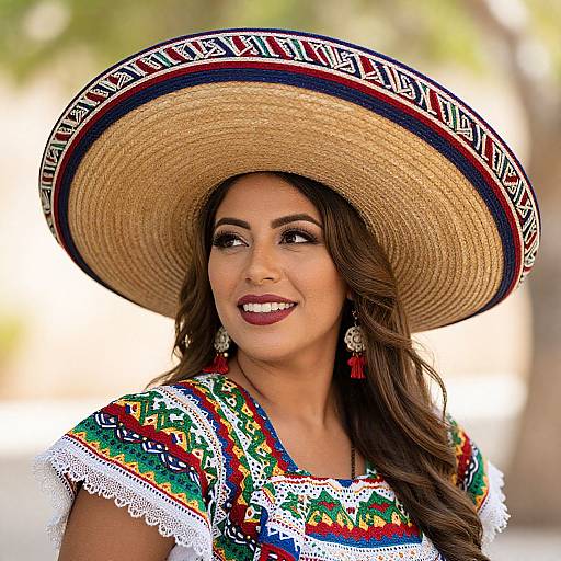 Woman Wearing Colorful Sombrero Outfit