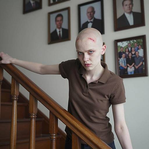 Intense Portrait of a Bald Girl