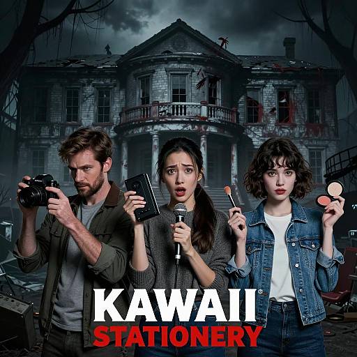 Kawaii Stationery Horror Movie Poster