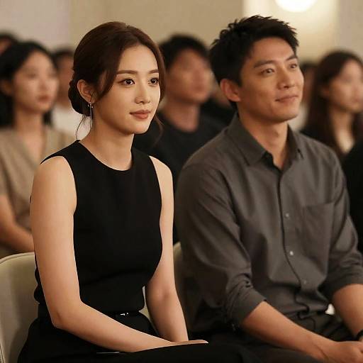 Woman and Man Sitting Side by Side in Audience