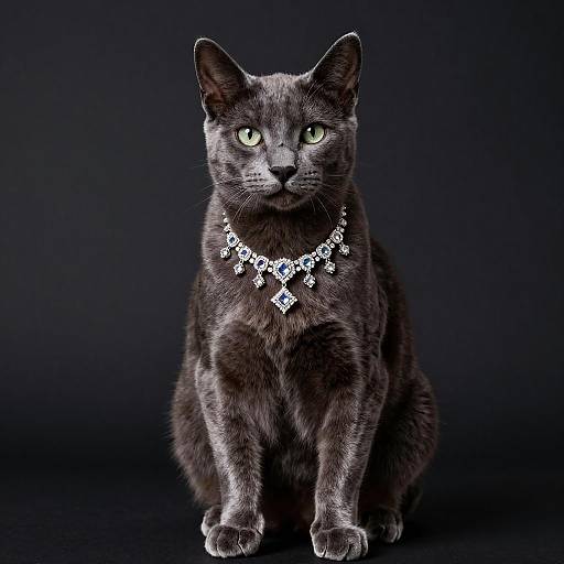 Elegant Portrait of a Russian Blue Cat