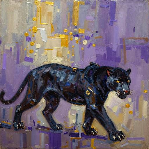 Abstract Embroidery Lace Black Panther